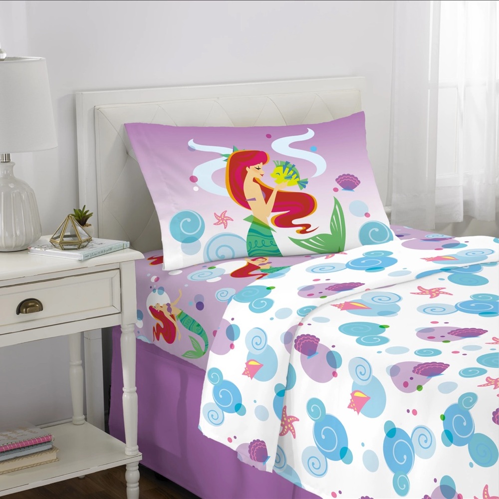 Disney Princess The Little Mermaid Ariel & Flounder Stay Bubbly Twin Sheet Set